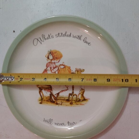 Set of 5 Holly Hobbie Collector’s Plates, Girl Boy Sayings, Light Green Rim, 6 I - Picture 6 of 9